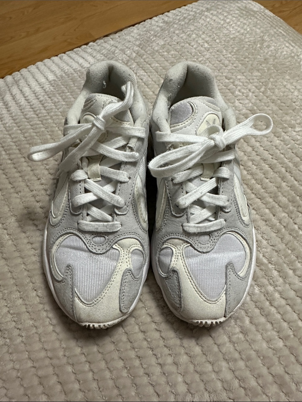 adidas Yung 1 White, Light Gray & Bone  Running Sneakers size 5.5